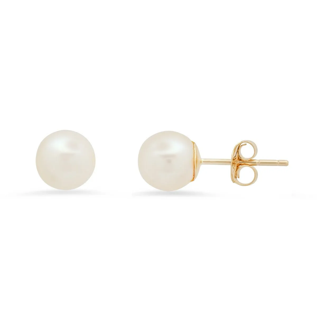 10k Yellow Gold Genuine Freshwater Pearl Pearl Stud Earrings