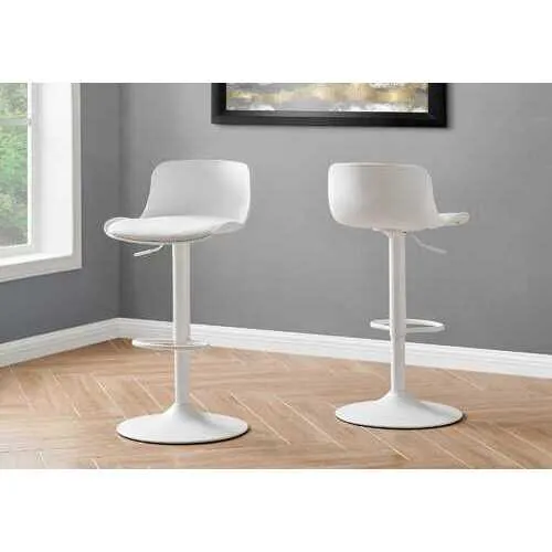 33" WhitewithWhite Metal Hydraulic Lift Barstool  2 pcs