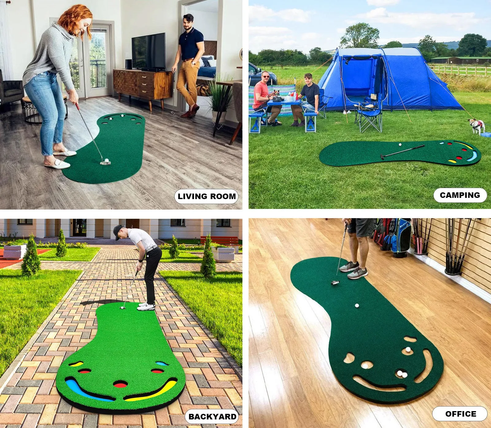 3M Golf Putting Mat Practice Training Indoor Outdoor Portable Slope Balls