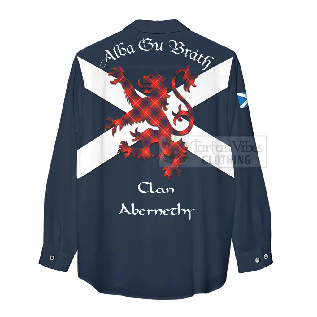 Abernethy Tartan Lion Rampant Women's Casual Shirt Proudly Display Your Heritage with Alba Gu Brath and Clan Name