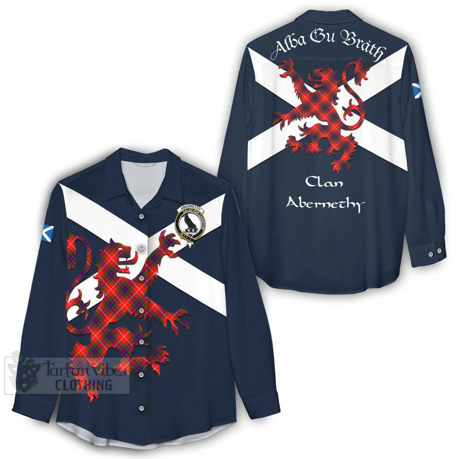 Abernethy Tartan Lion Rampant Women's Casual Shirt Proudly Display Your Heritage with Alba Gu Brath and Clan Name