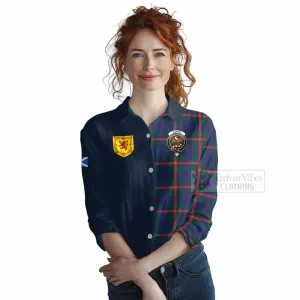 Agnew Tartan Women's Casual Shirt Alba with Scottish Lion Royal Arm Half Style