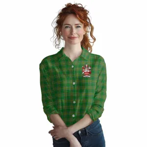 Allyn Irish Clan Tartan Women's Casual Shirt with Coat of Arms