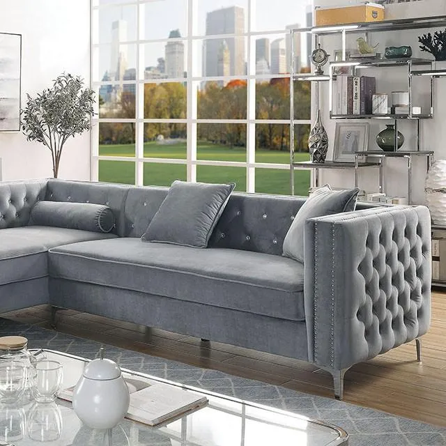 Amie Glam Gray Sectional w/Storage