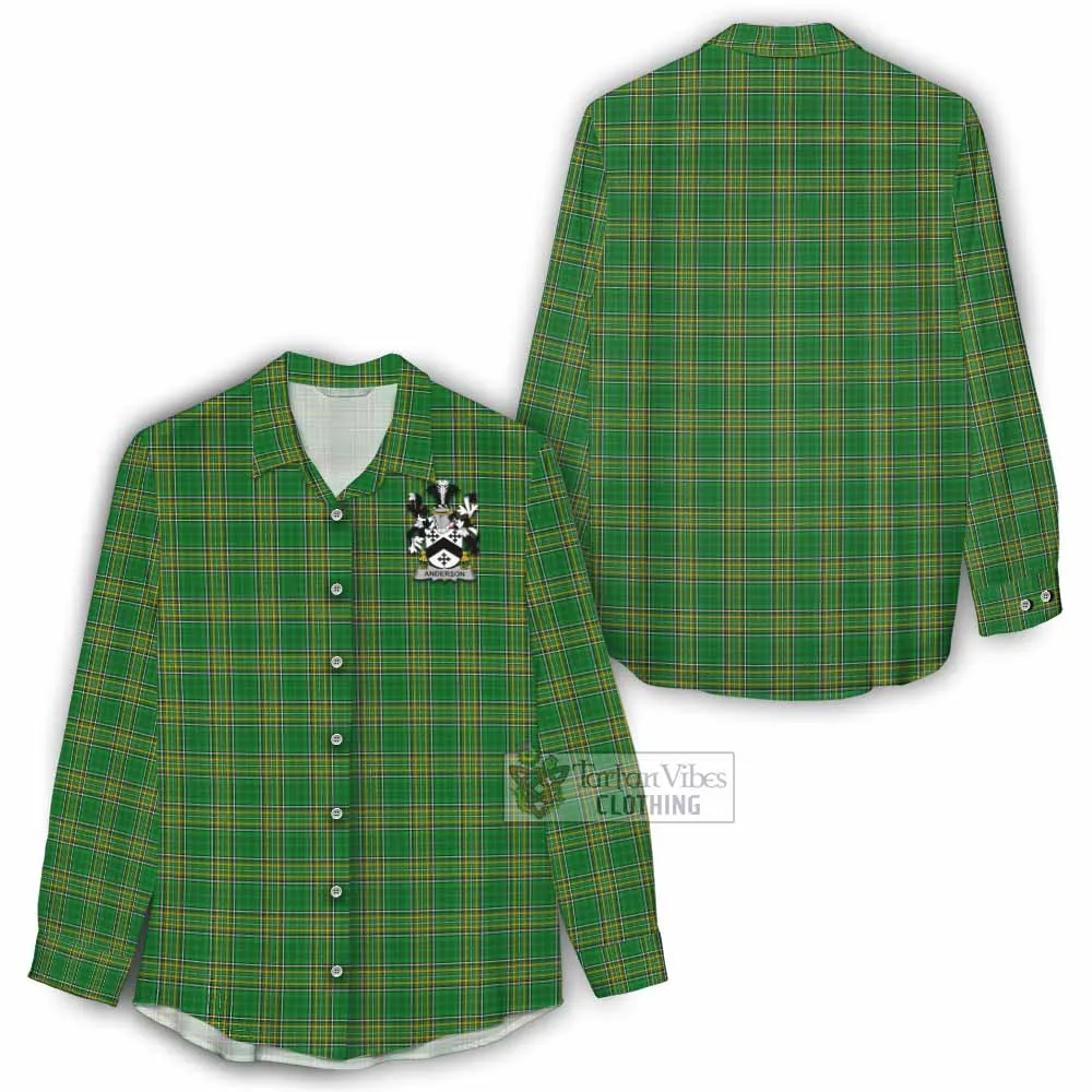 Anderson Irish Clan Tartan Women's Casual Shirt with Coat of Arms