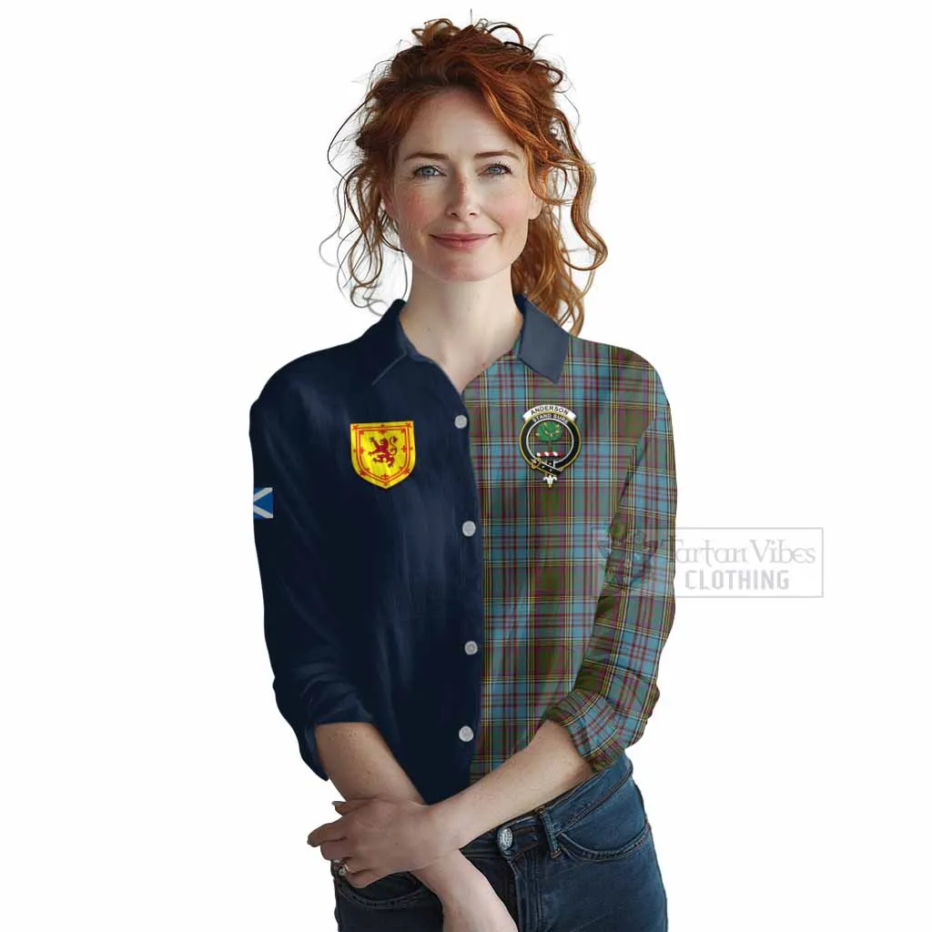 Anderson Tartan Women's Casual Shirt Alba with Scottish Lion Royal Arm Half Style