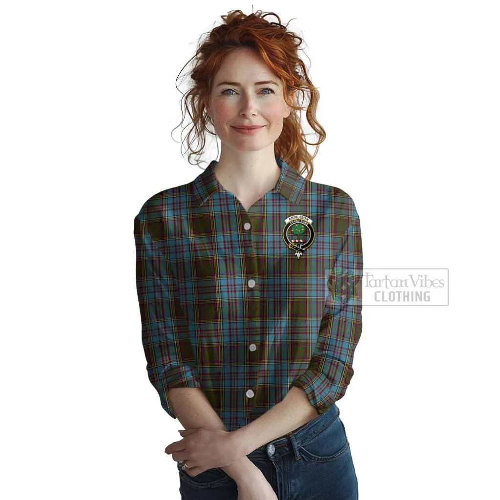 Anderson Tartan Women's Casual Shirt with Family Crest Celtic Skull Style