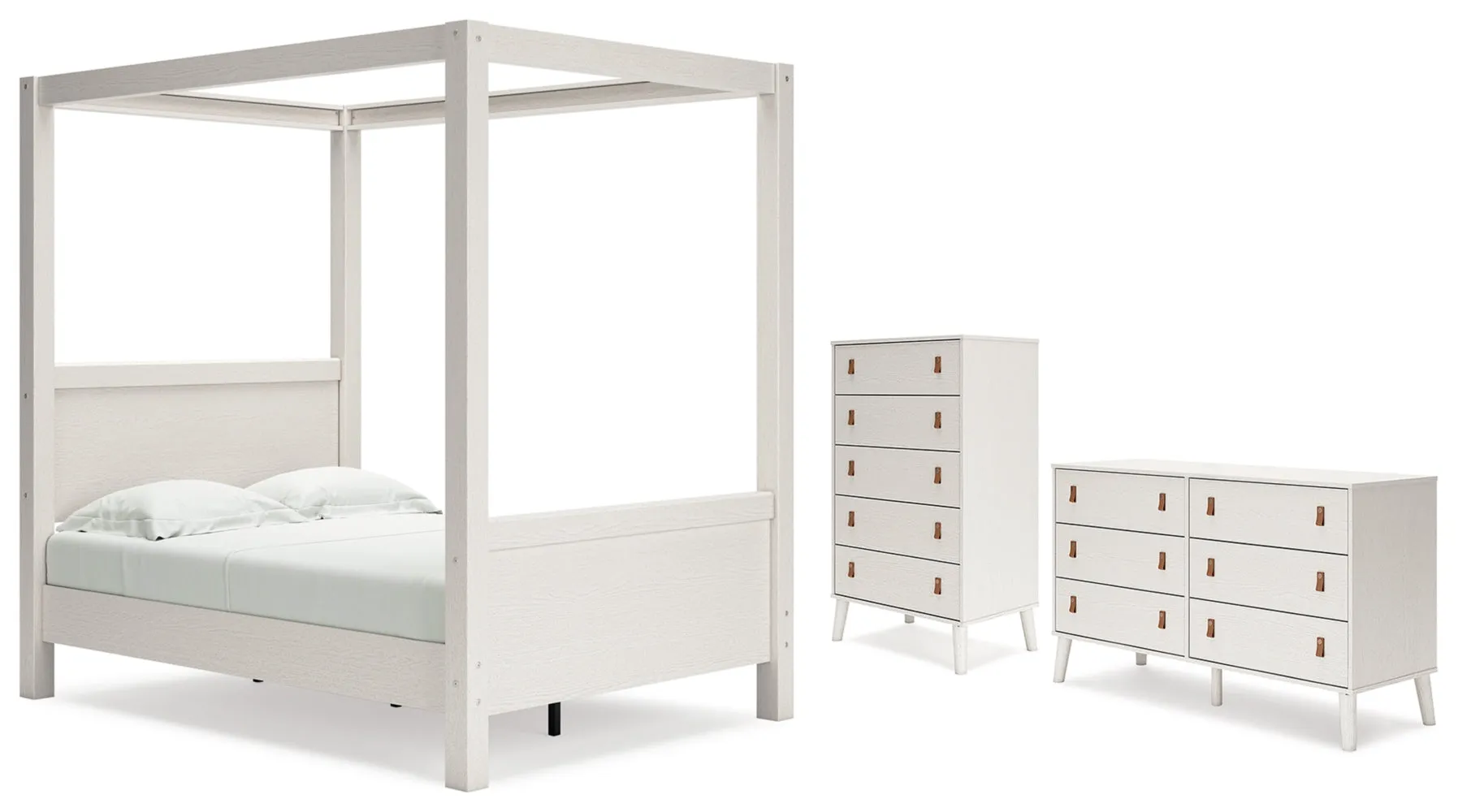 Aprilyn Full Canopy Bed with Dresser and Chest