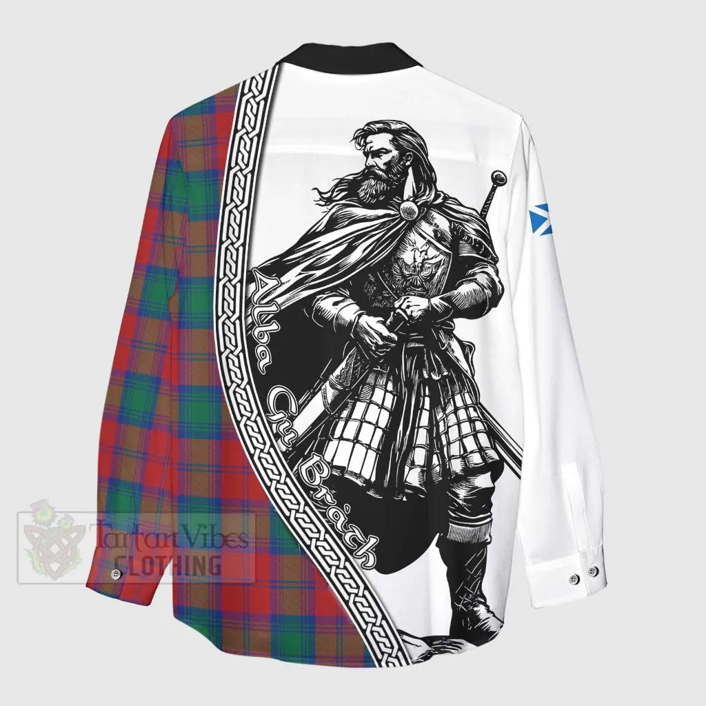 Auchinleck (Affleck) Tartan Clan Crest Women's Casual Shirt with Highlander Warrior Celtic Style