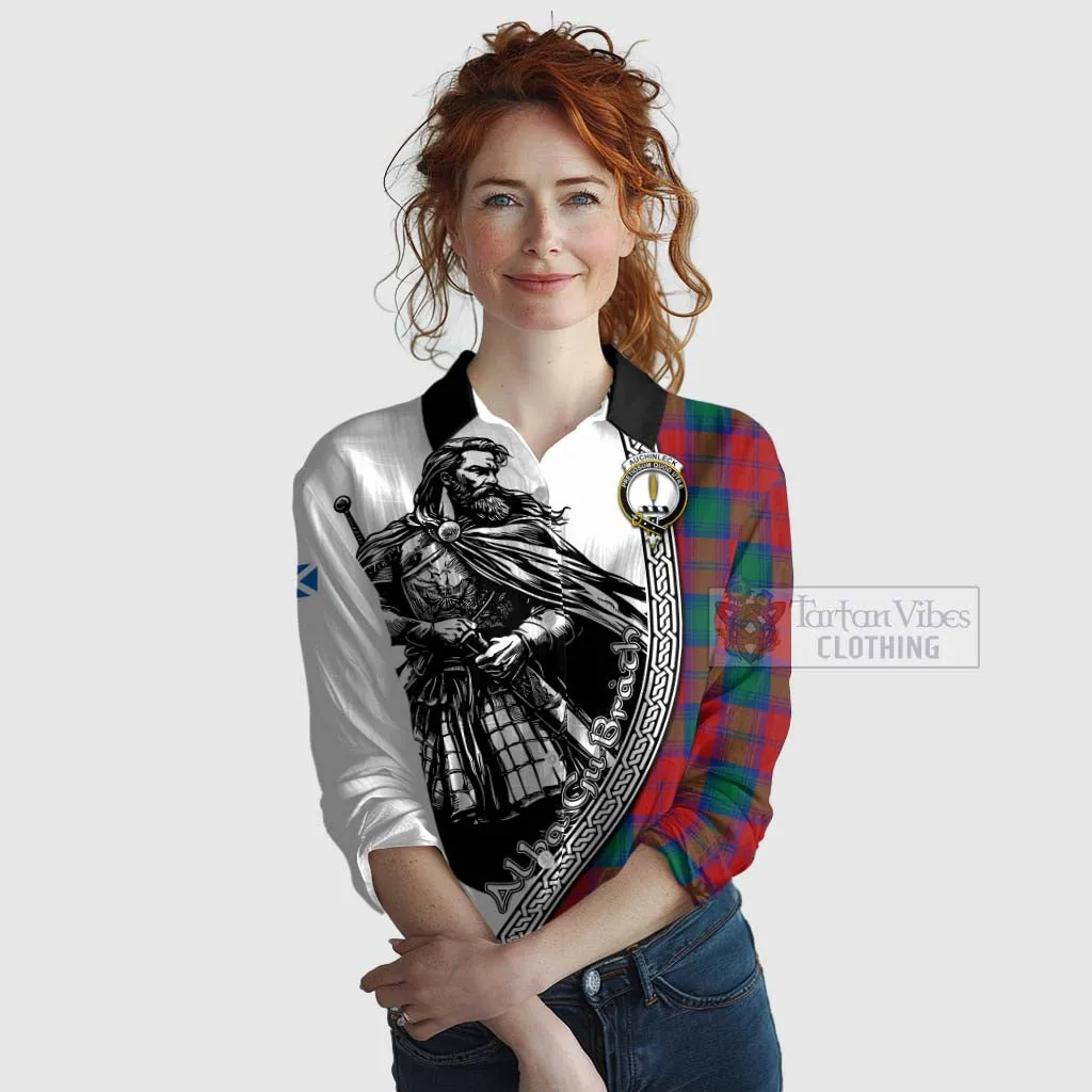 Auchinleck (Affleck) Tartan Clan Crest Women's Casual Shirt with Highlander Warrior Celtic Style