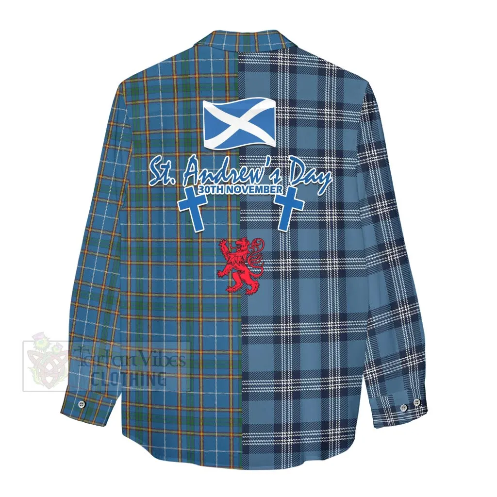 Bain Tartan Women's Casual Shirt Happy St. Andrew's Day Half Tartan Style