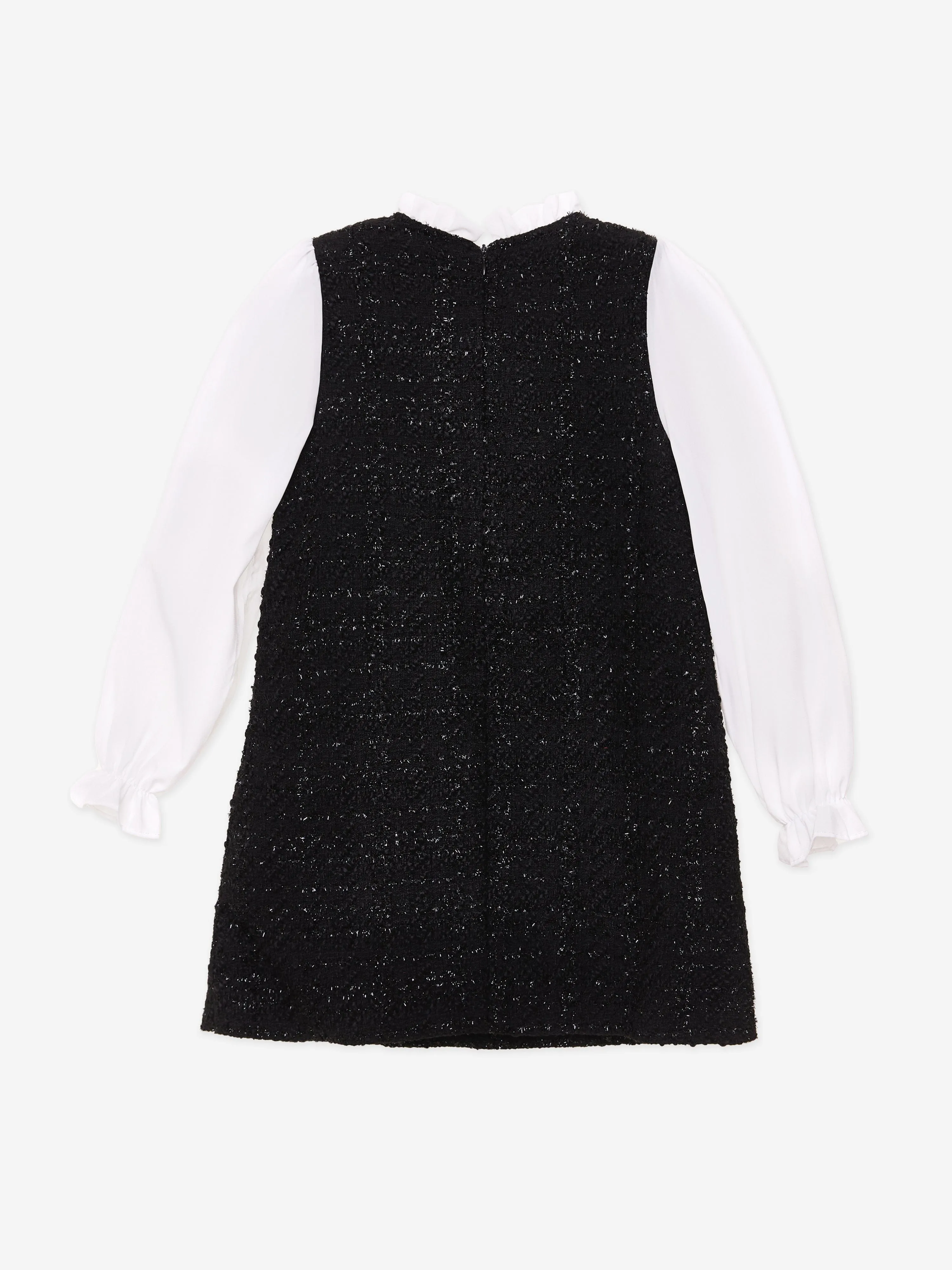 BCBG Girls Ruffle Collar Tweed Dress in Black