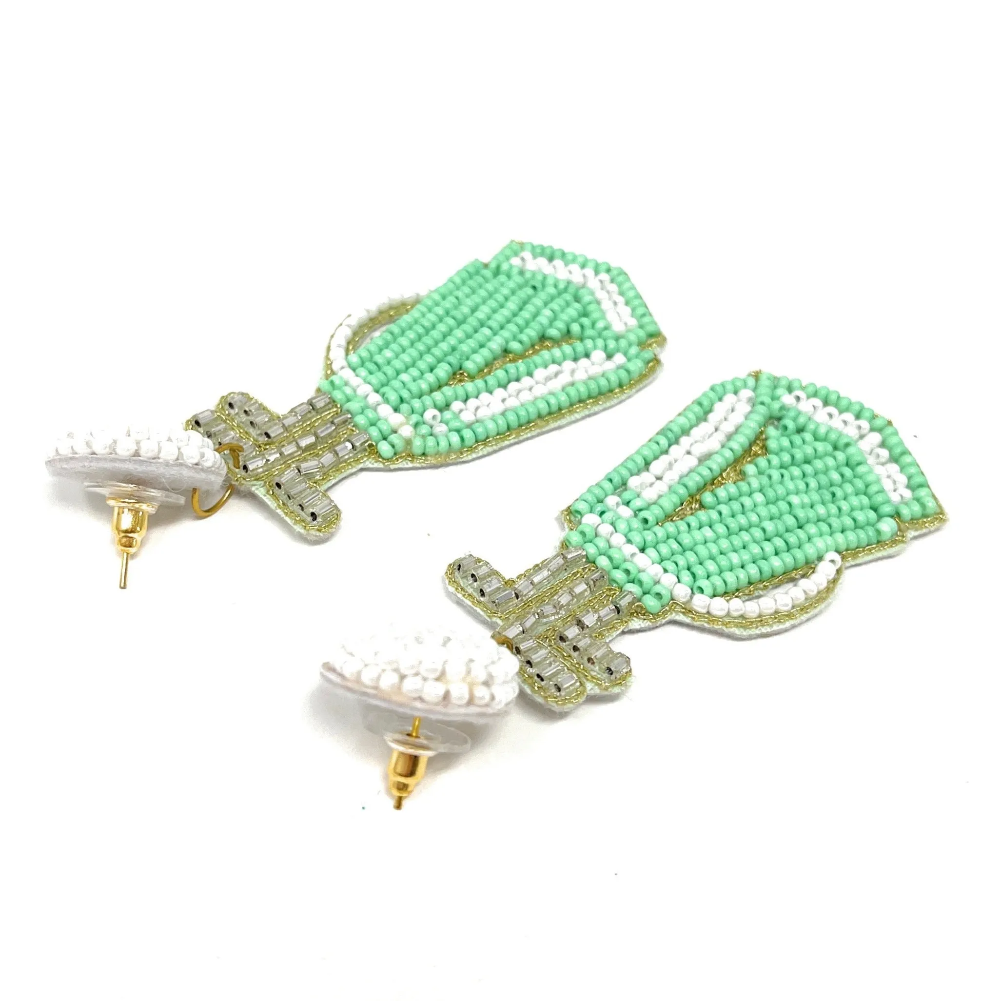 Beaded Mint Golf Bag Earrings