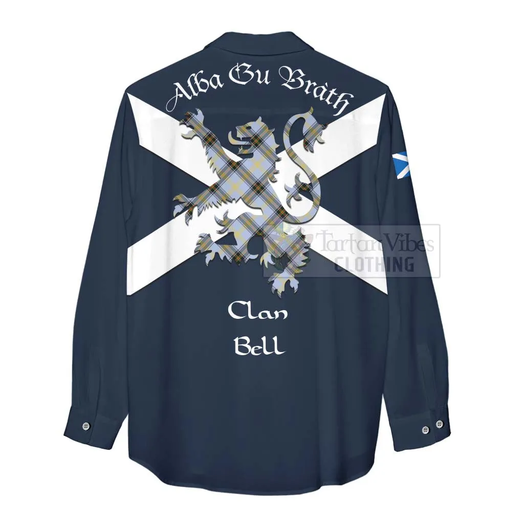 Bell Tartan Lion Rampant Women's Casual Shirt Proudly Display Your Heritage with Alba Gu Brath and Clan Name