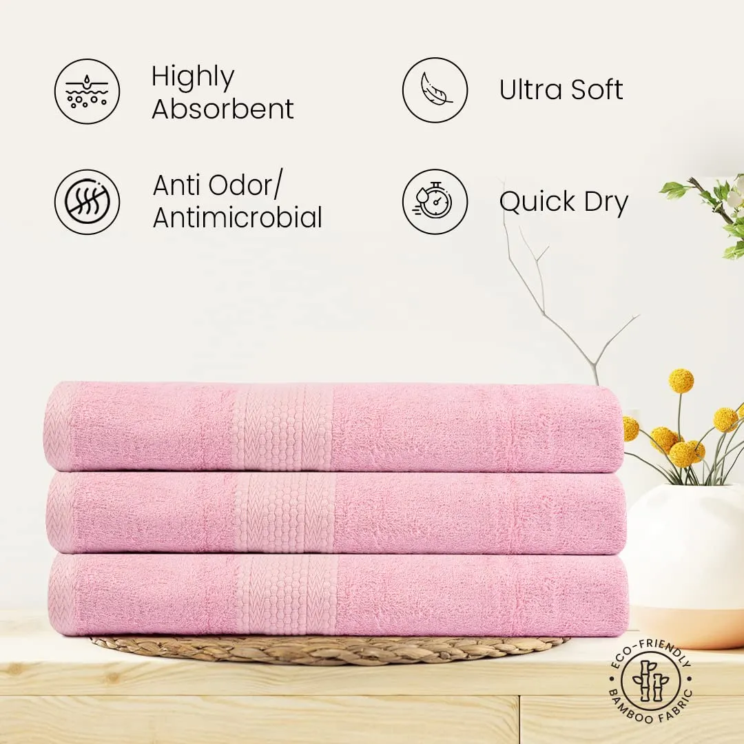 BePlush Bamboo Towels for Bath Large Size | Ultra Soft, Highly Absorbent, Quick Dry, Anti Bacterial Bamboo Bath Towel for Men & Women || 450 GSM, 27 x 55 Inches (1, Pink)