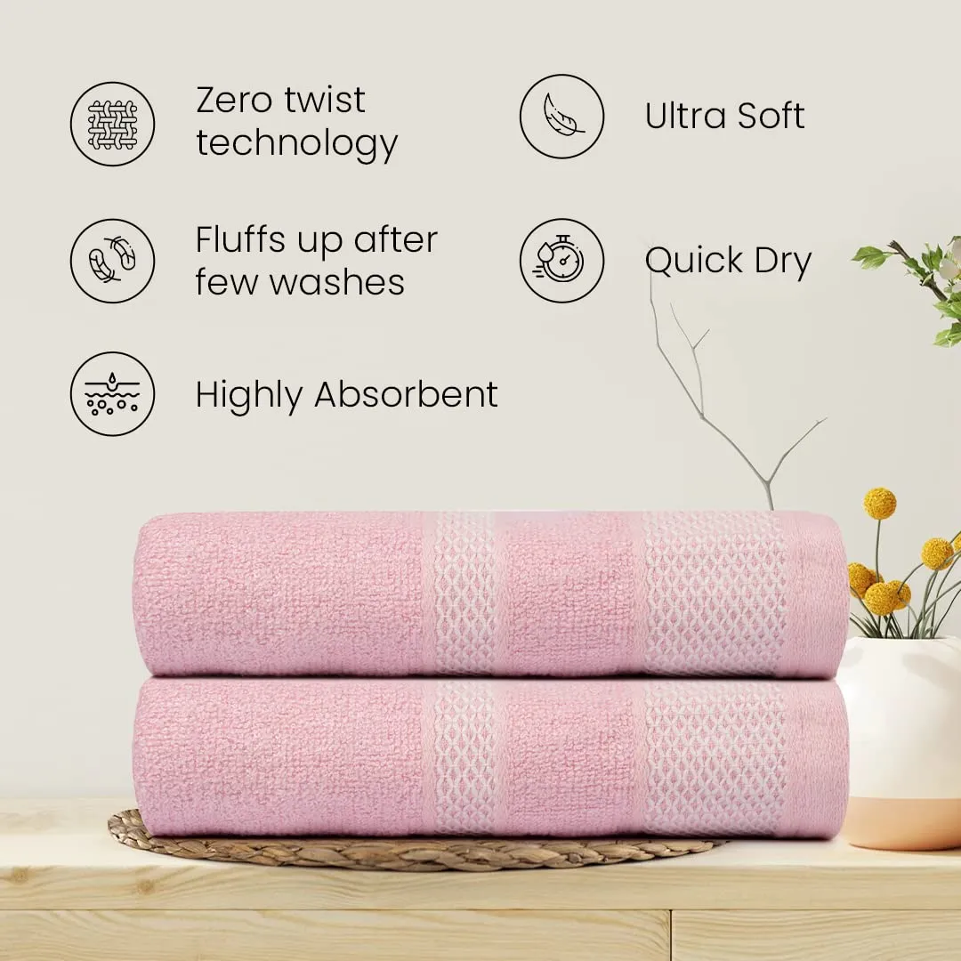 BePlush Zero Twist Bamboo Hand Towels Set of 2 Pink : Ultra Soft, Highly Absorbent, Quick Dry, Anti Bacterial Napkins for Hand Towel || 450 GSM, 40 X 60 cms