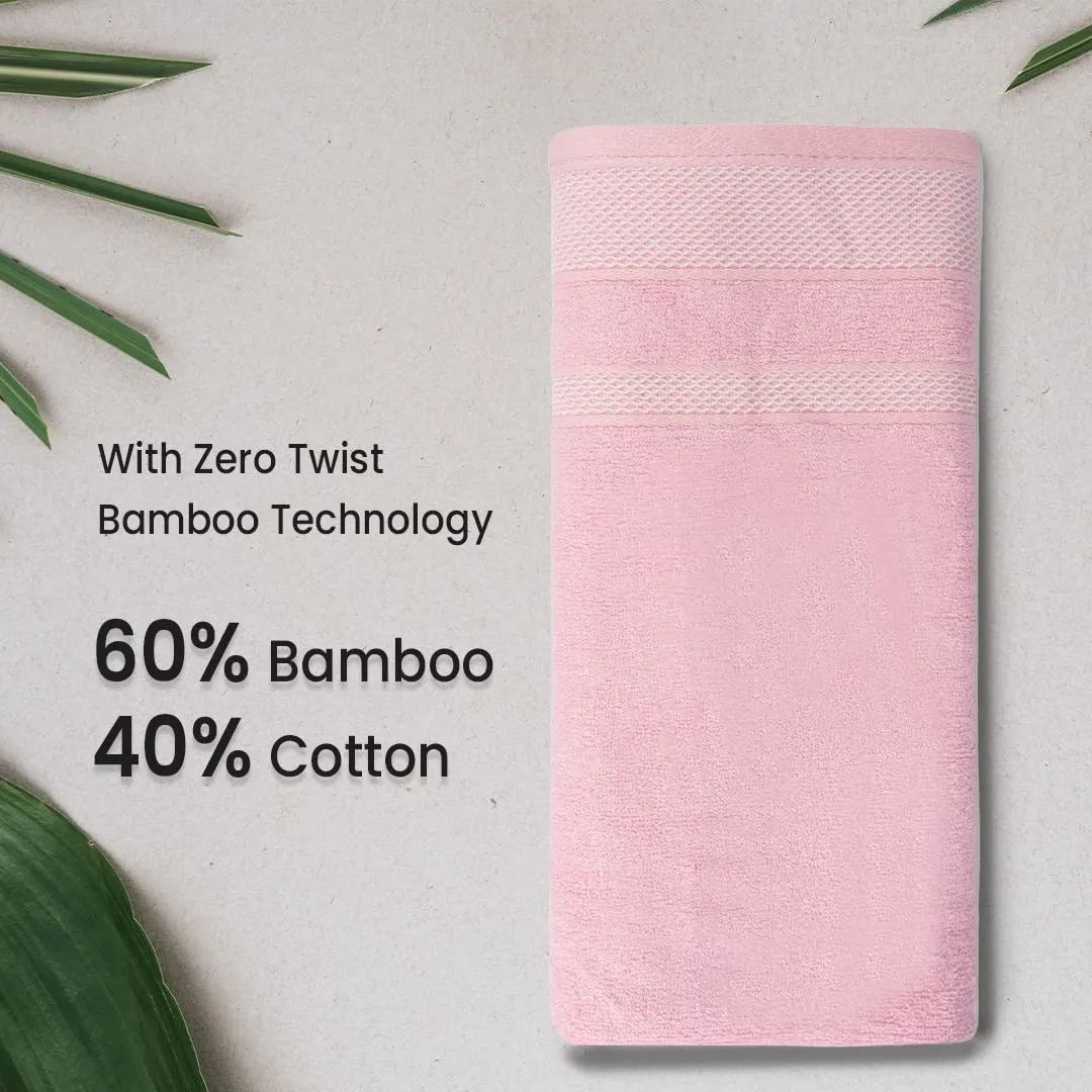 BePlush Zero Twist Bamboo Hand Towels Set of 2 Pink : Ultra Soft, Highly Absorbent, Quick Dry, Anti Bacterial Napkins for Hand Towel || 450 GSM, 40 X 60 cms