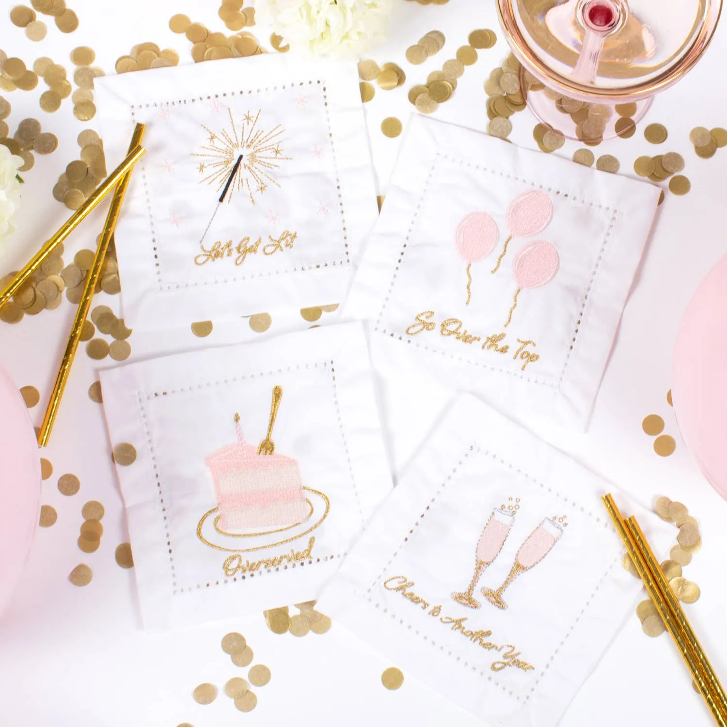 Birthday Girl Embroidered Cocktail Napkin Set