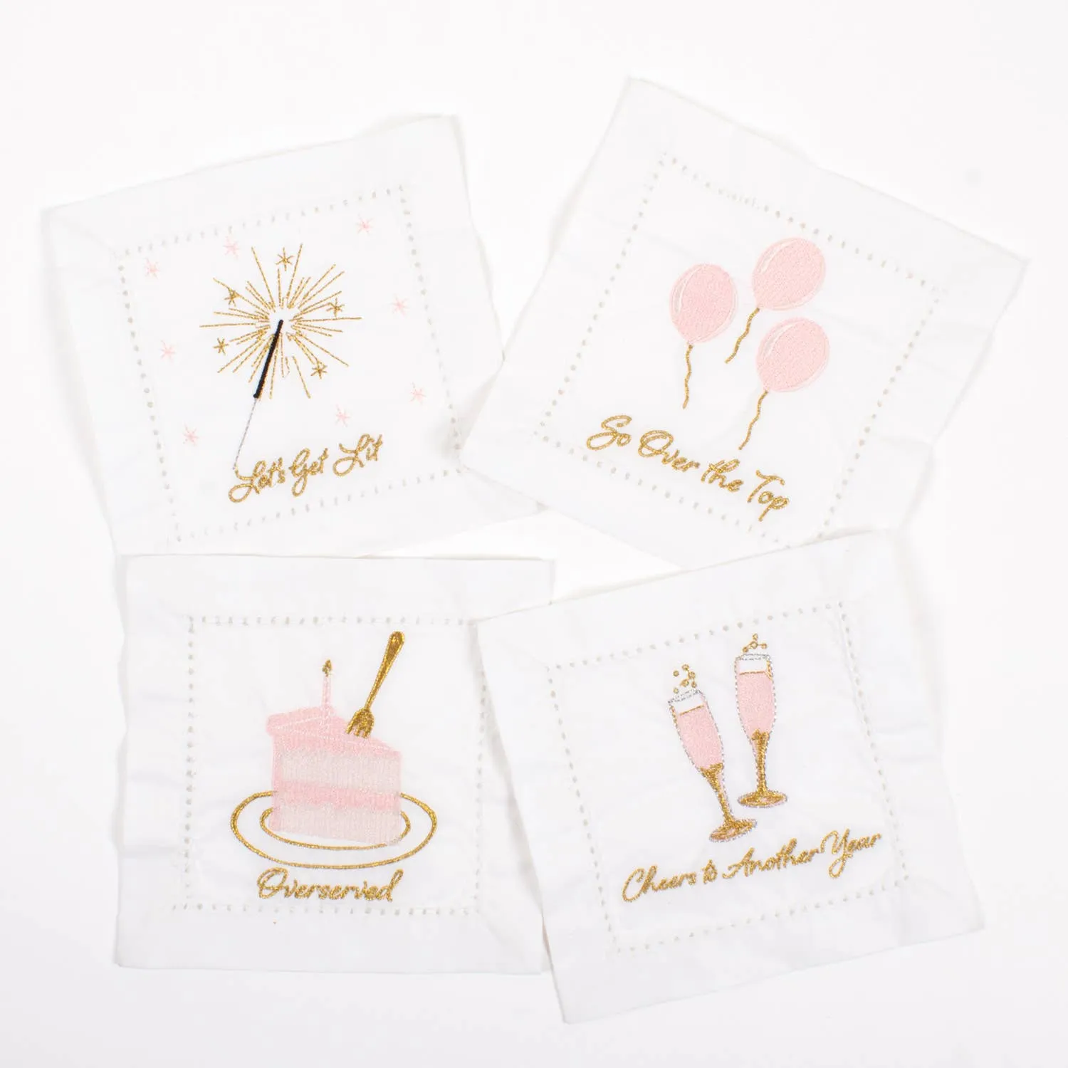 Birthday Girl Embroidered Cocktail Napkin Set