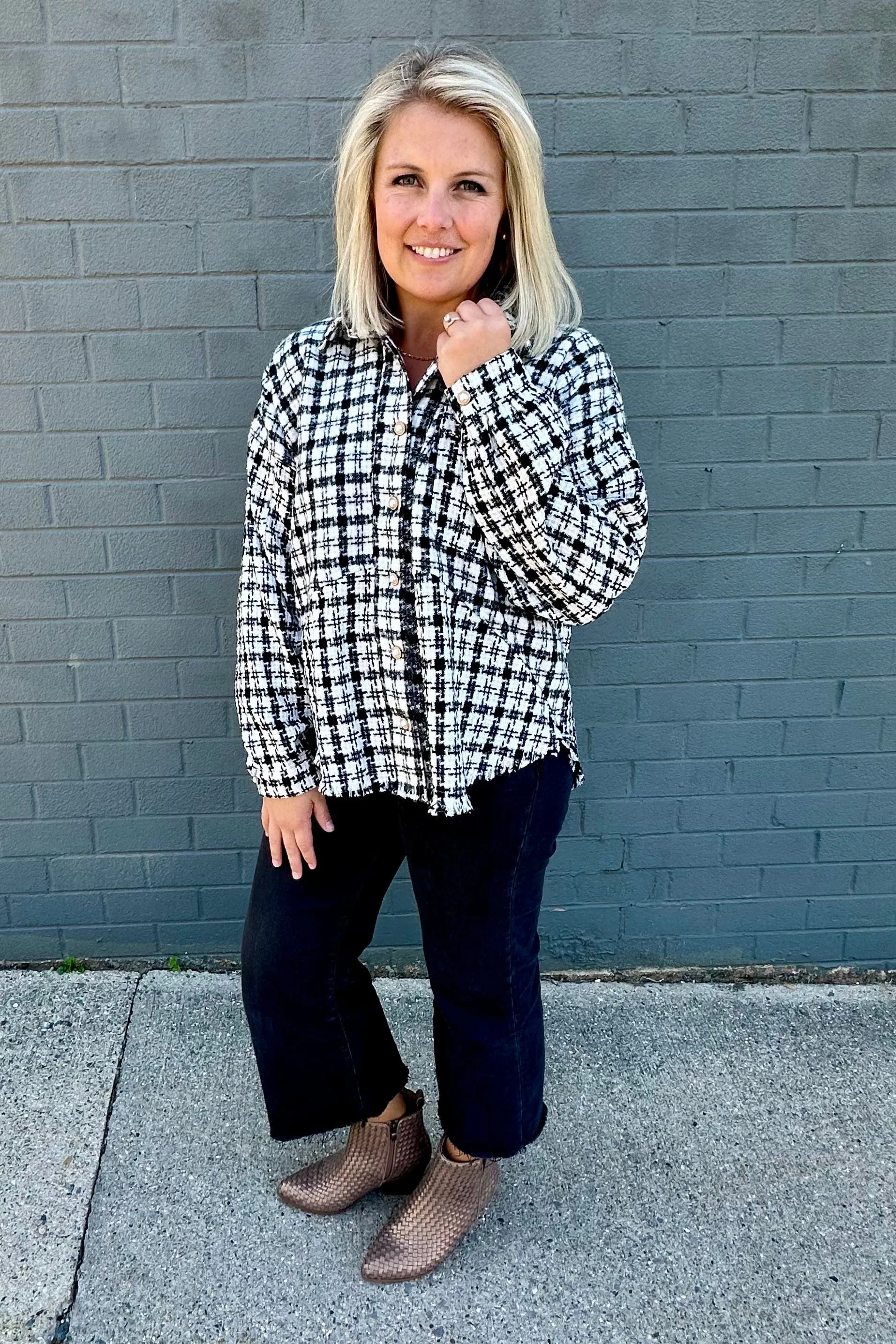 Black Tweed Plaid Shacket