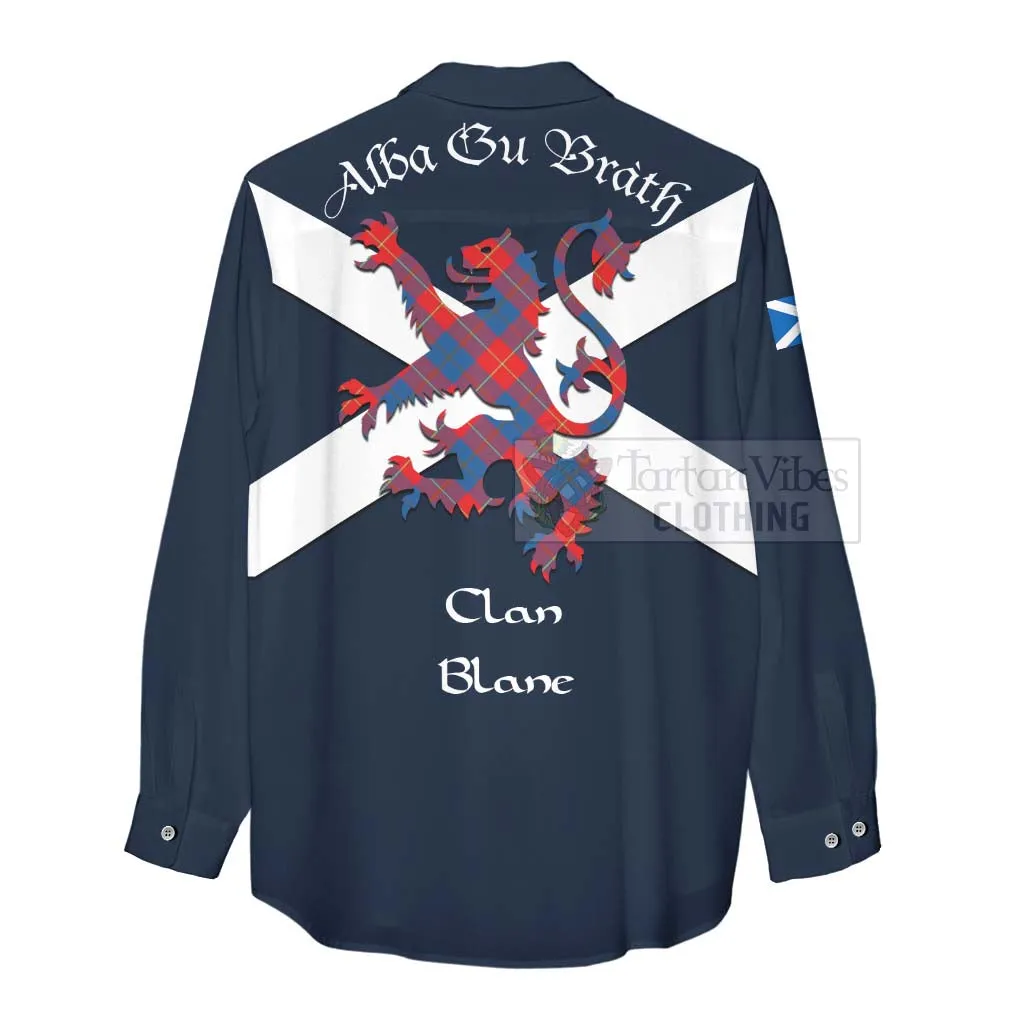 Blane Tartan Lion Rampant Women's Casual Shirt Proudly Display Your Heritage with Alba Gu Brath and Clan Name