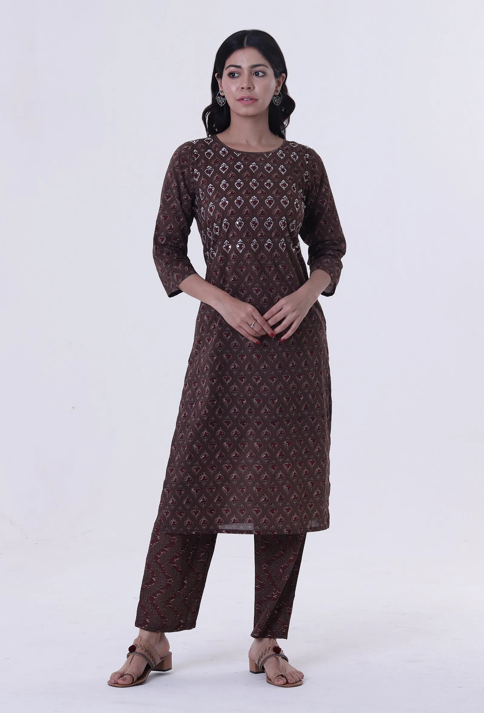 Block Printed Green Color Cotton Kurta