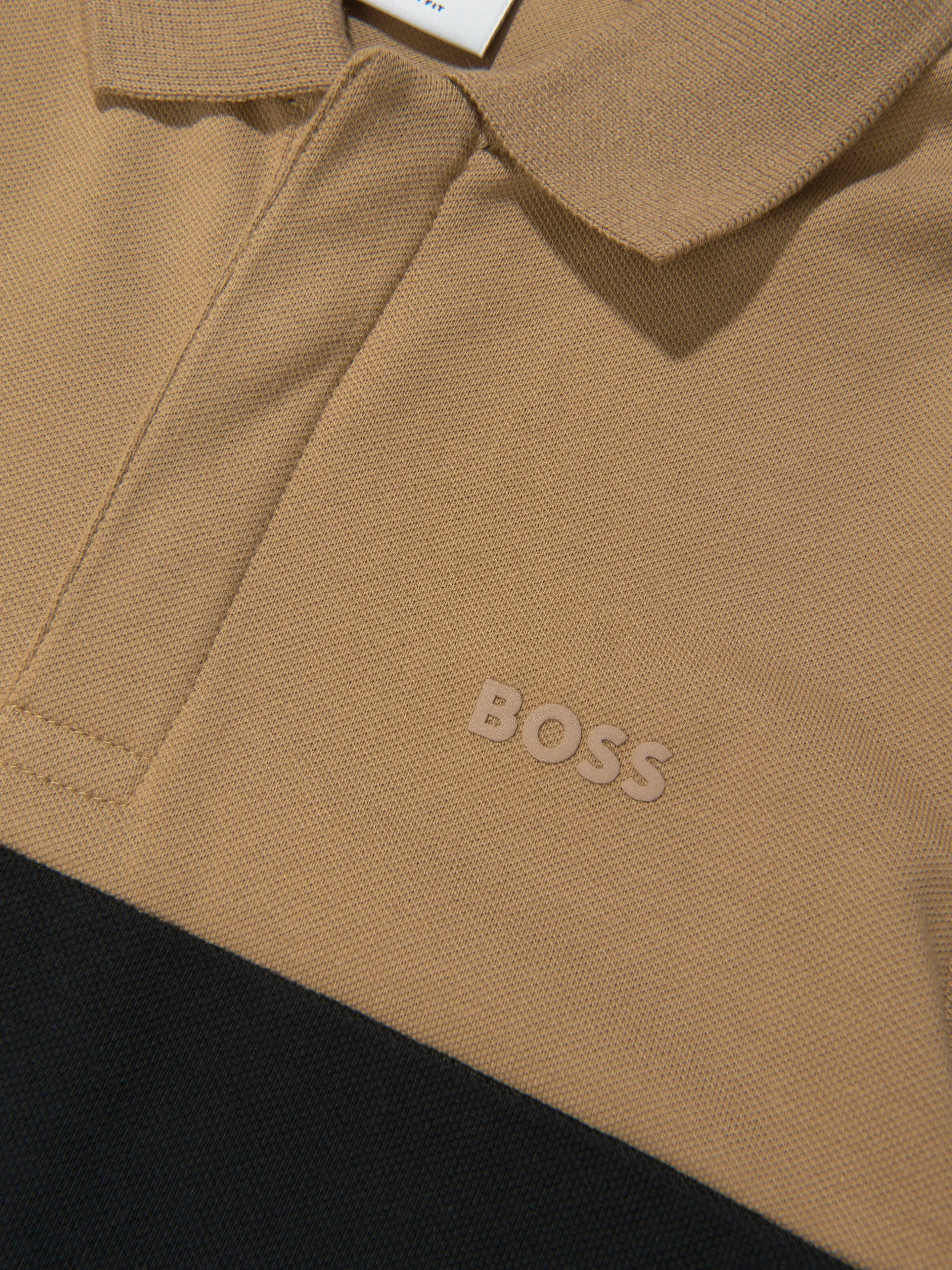 BOSS Boys Striped Branded Polo Shirt