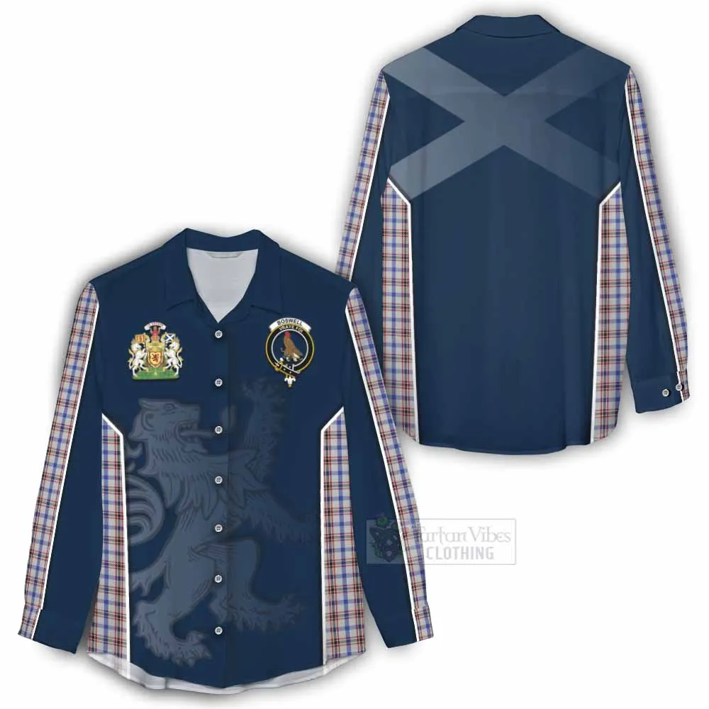 Boswell Tartan Women's Casual Shirt with Family Crest and Lion Rampant Vibes Sport Style