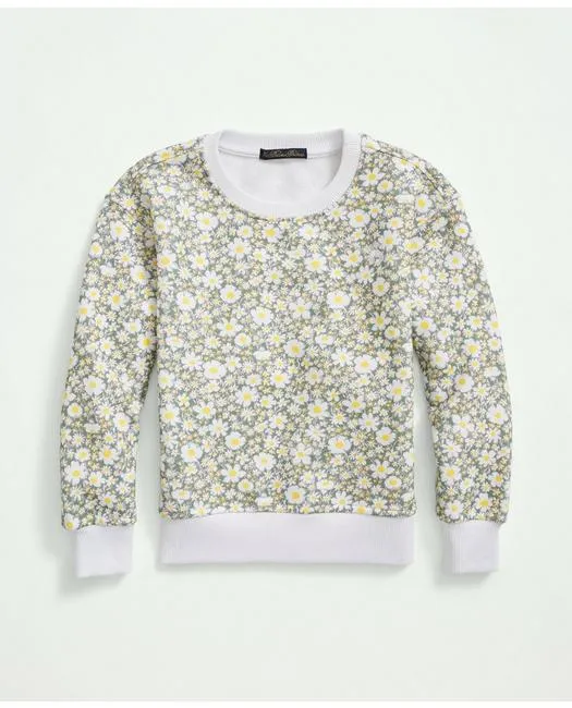 Brooks Brothers Girls Floral Terry Sweatshirt Green