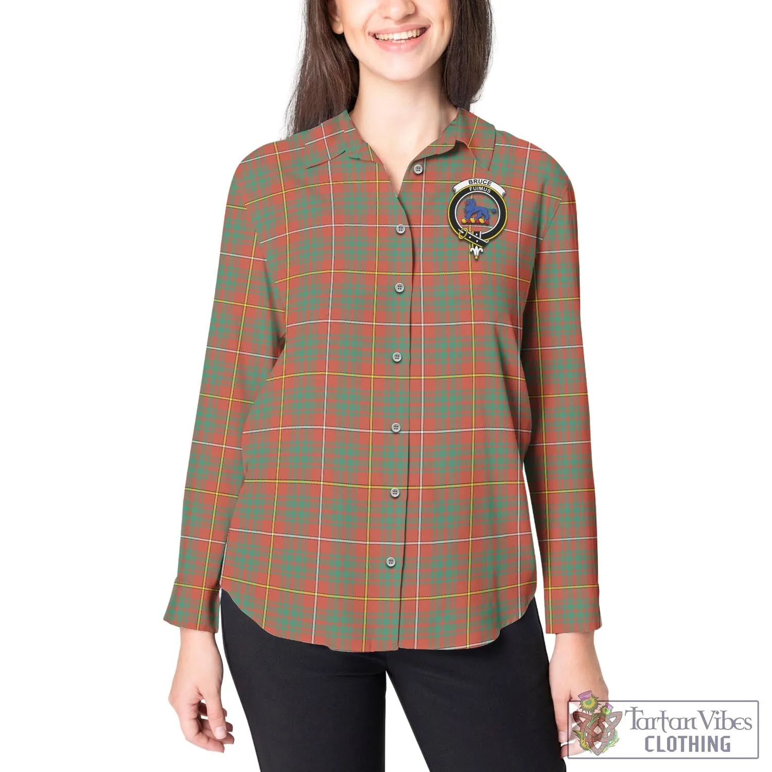 Bruce Ancient Tartan Women's Casual Shirt with Family Crest