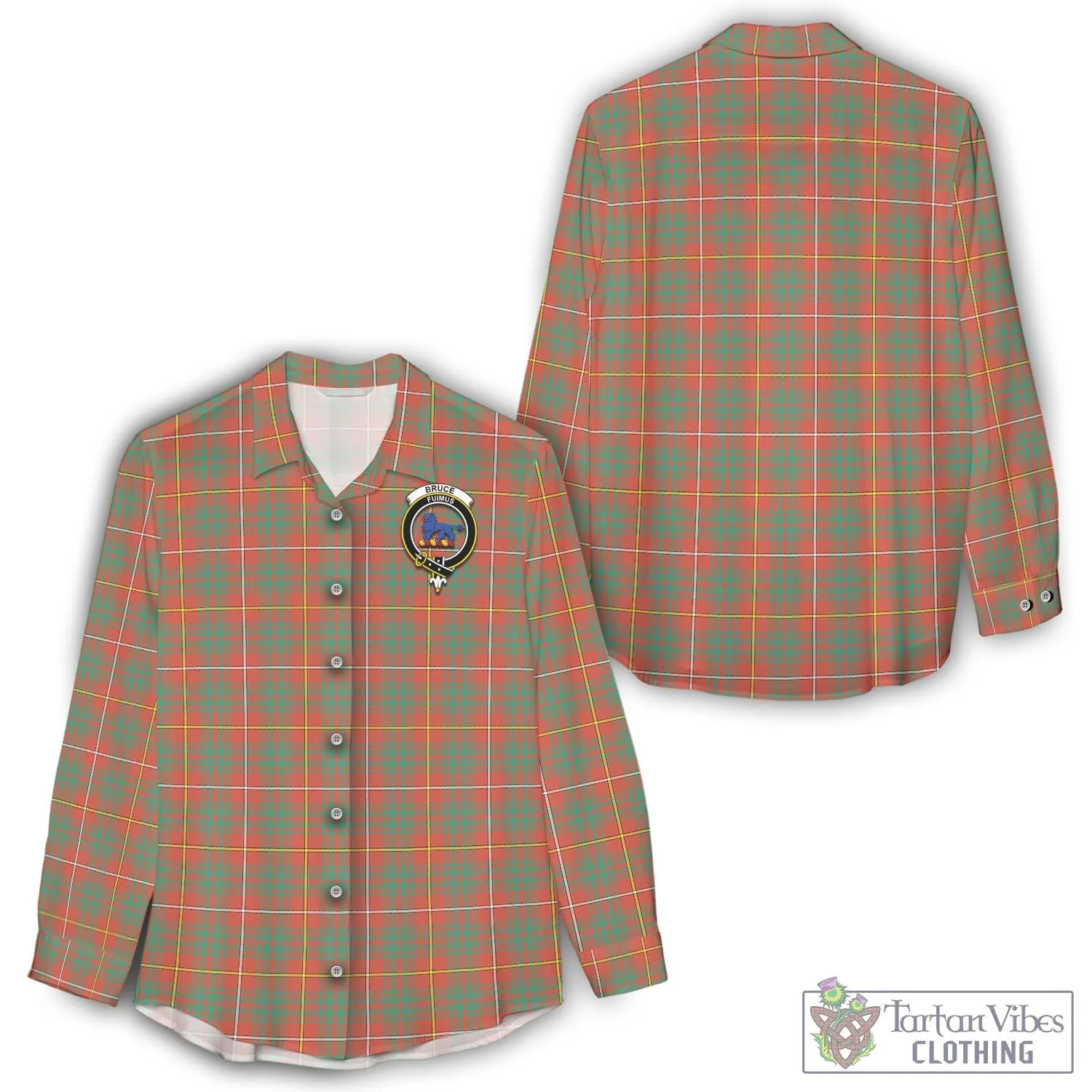 Bruce Ancient Tartan Women's Casual Shirt with Family Crest