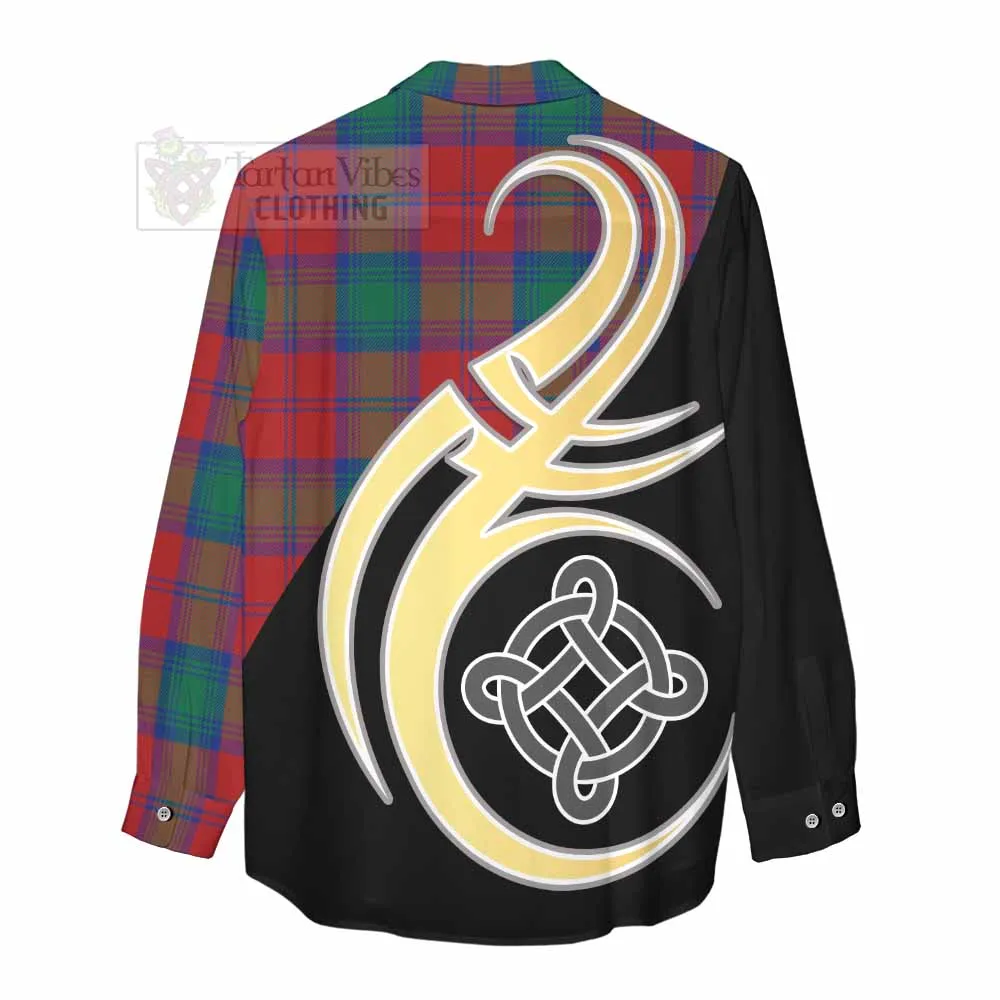 Byres (Byses) Tartan Women's Casual Shirt with Family Crest and Celtic Symbol Style