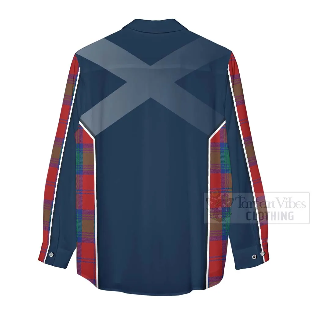 Byres (Byses) Tartan Women's Casual Shirt with Family Crest and Scottish Thistle Vibes Sport Style