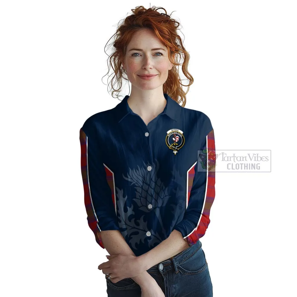 Byres (Byses) Tartan Women's Casual Shirt with Family Crest and Scottish Thistle Vibes Sport Style