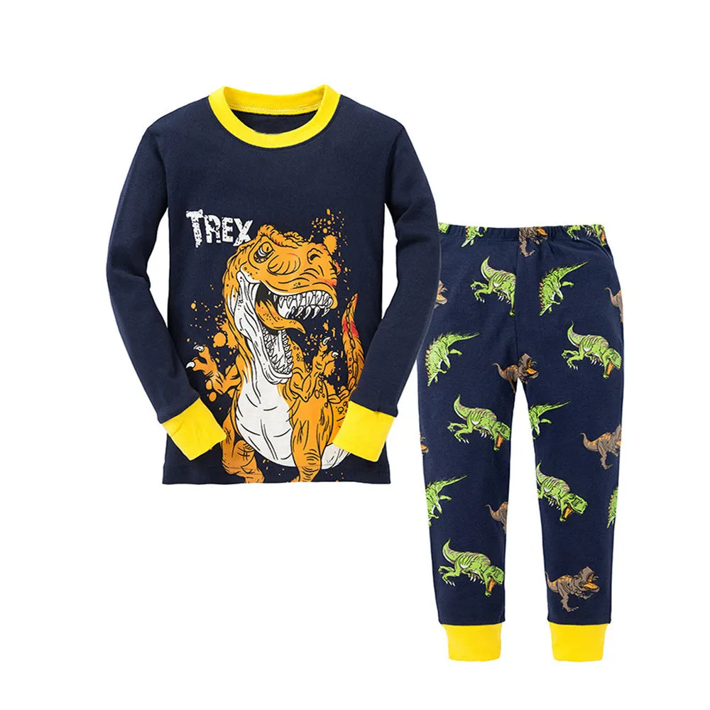 Cartoon Dinosaur Print Pajama Set