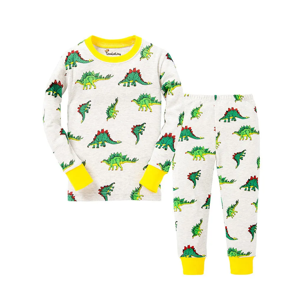 Cartoon Dinosaur Print Pajama Set