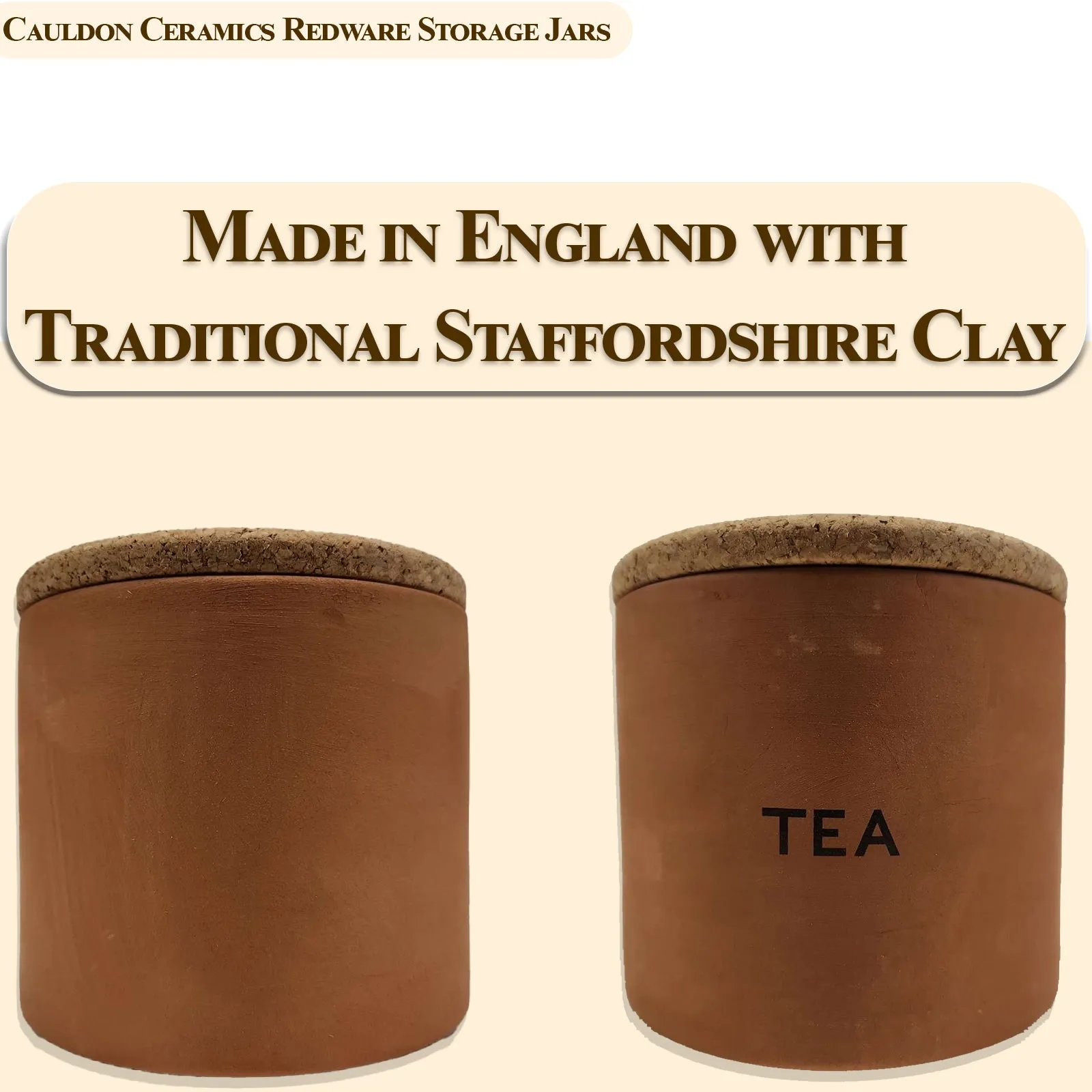 Cauldon Redware Medium Tea Storage Jar in Terracotta Inner Glazed