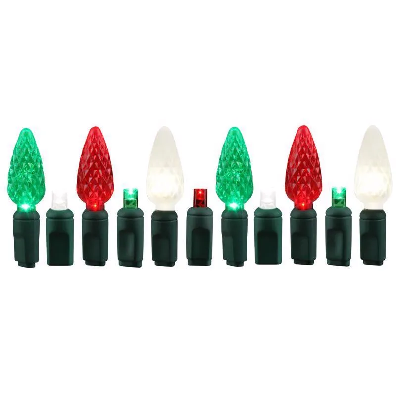 Celebrations Platinum LED C6 Red/Green/Pure White 50 ct String Christmas Lights 25 ft.