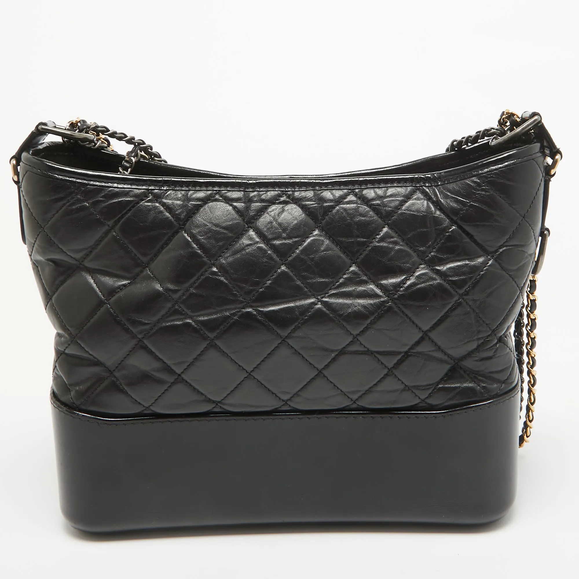 CHANEL Black Quilted Aged Leather Medium Gabrielle Hobo