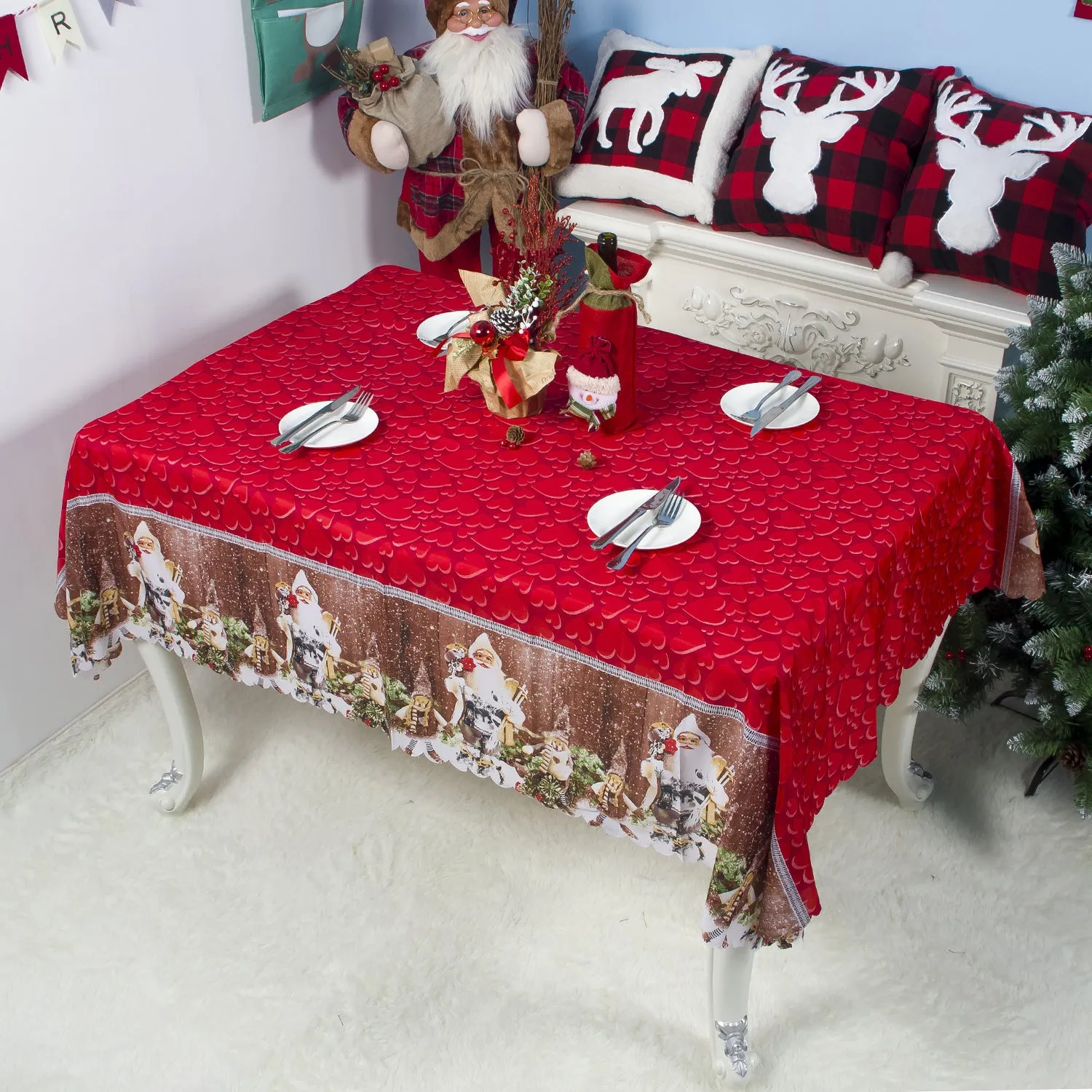 Christmas Tablecloth Cartoon Polyester Washable