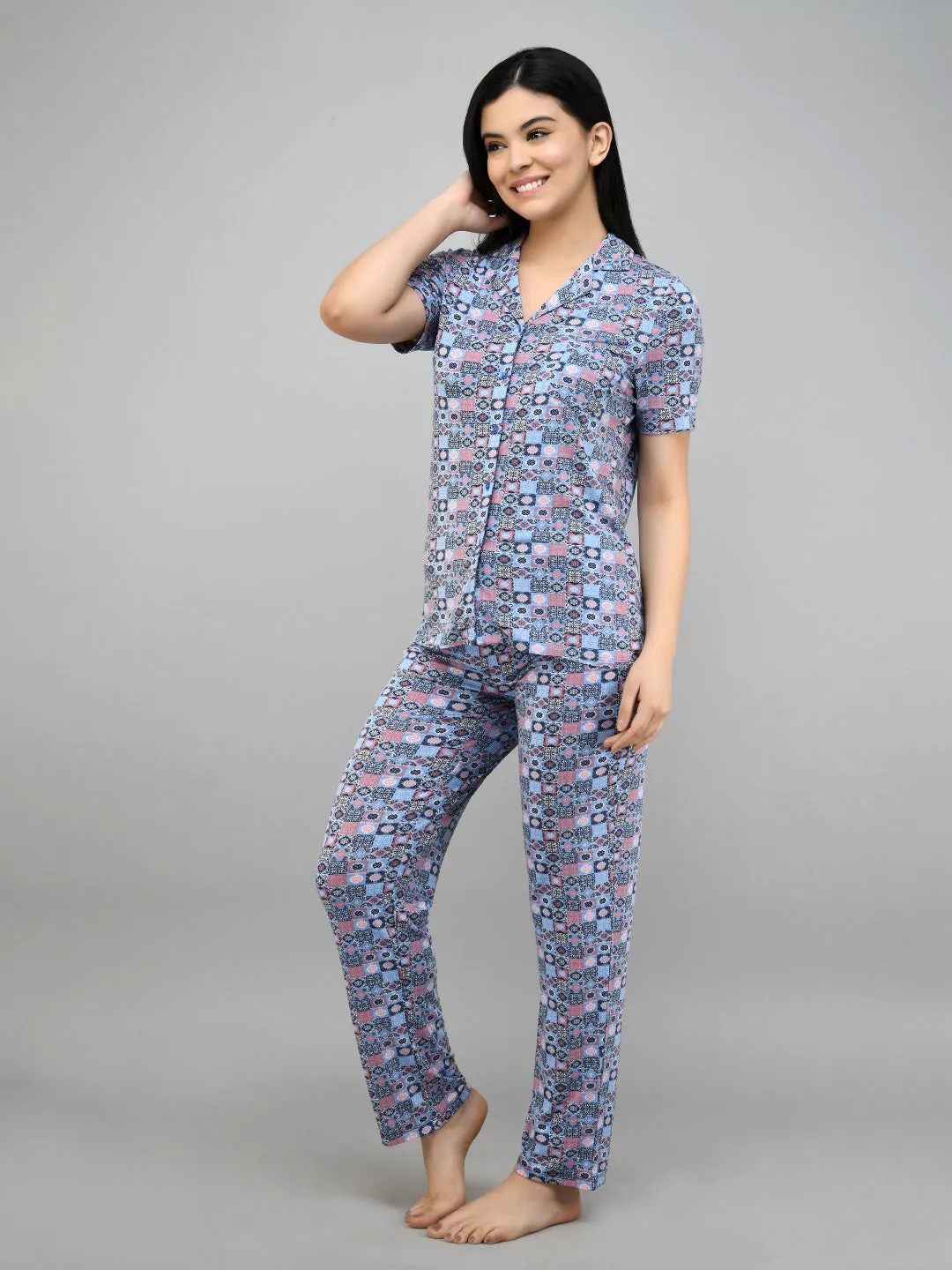 Classic mosaic button down pajama set