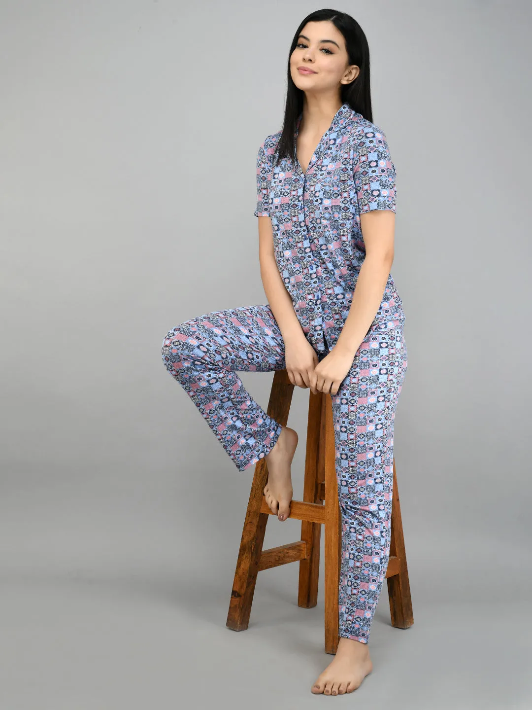 Classic mosaic button down pajama set