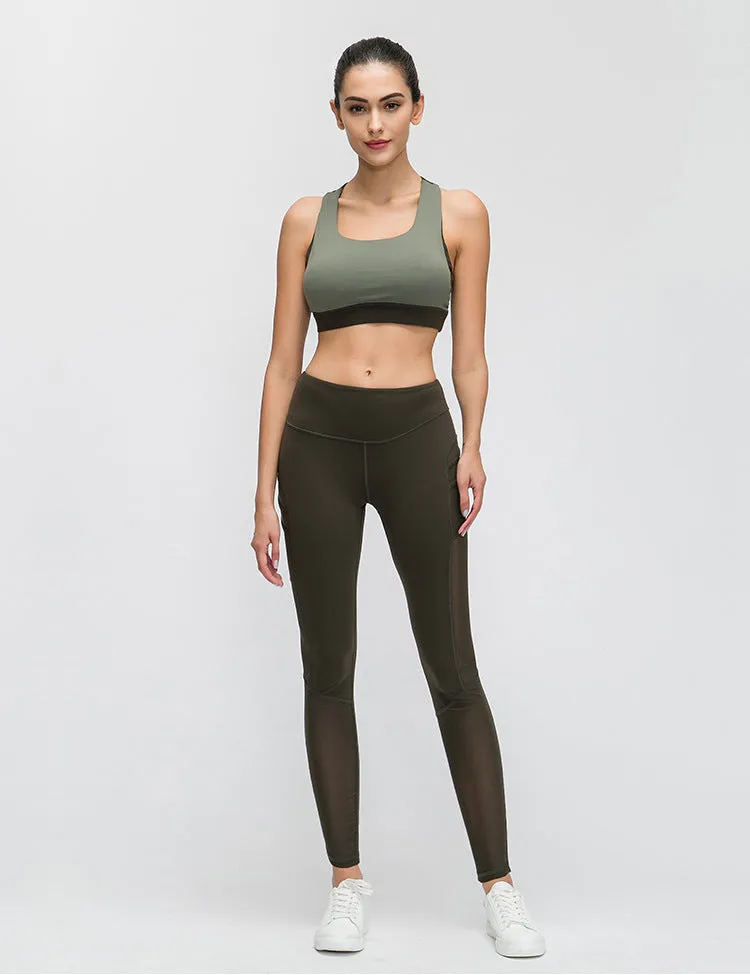 Contrast-panel sports bra