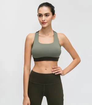 Contrast-panel sports bra