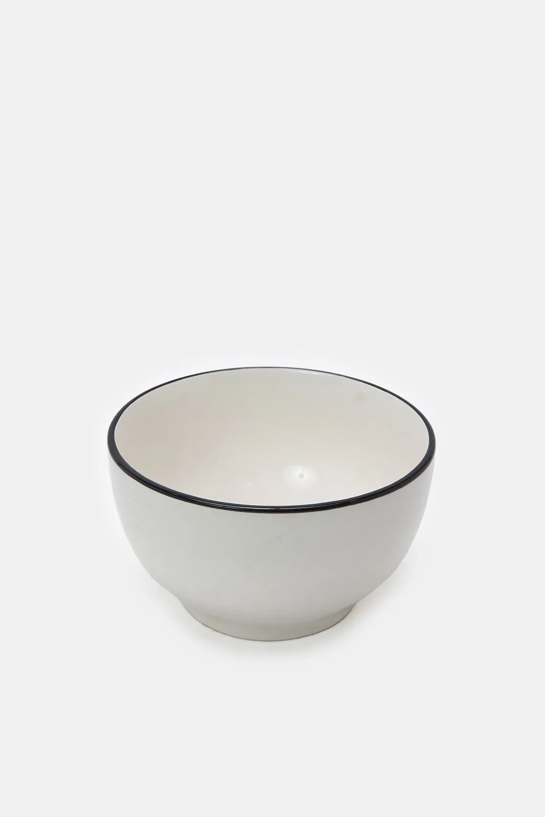 Cream Round Bowl With Black Trim