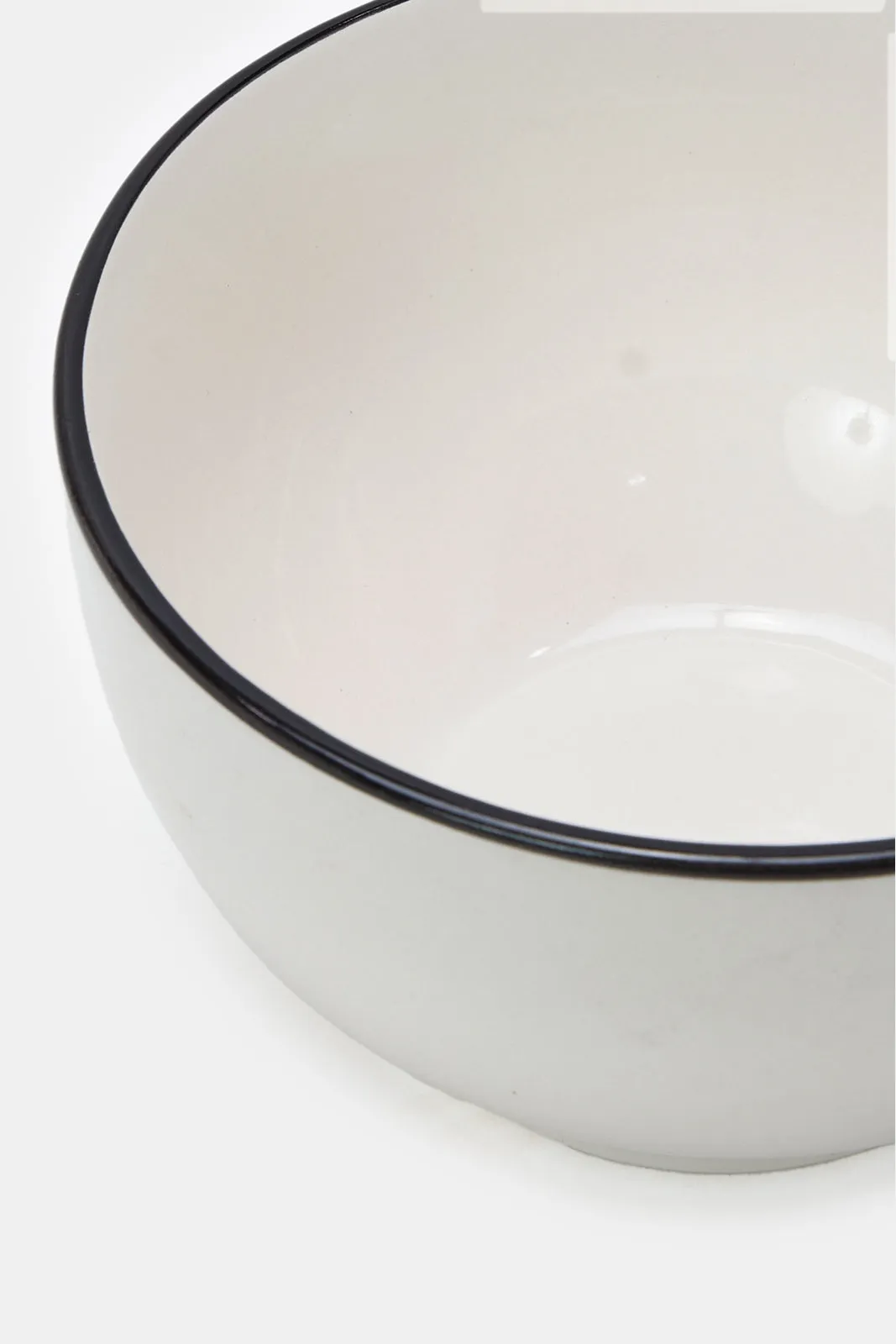 Cream Round Bowl With Black Trim