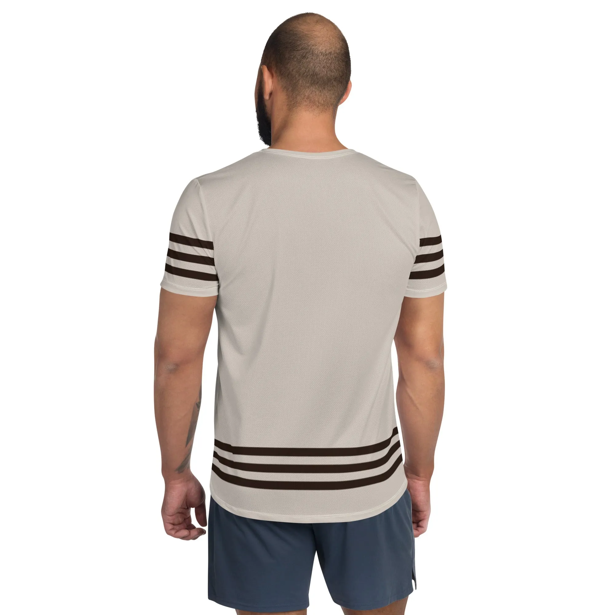 Descendants of the Island Brown Stripes Men's Athletic T-shirt