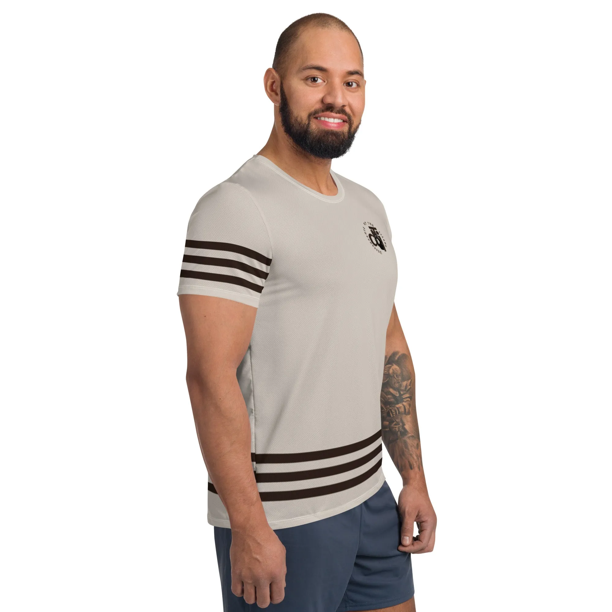 Descendants of the Island Brown Stripes Men's Athletic T-shirt