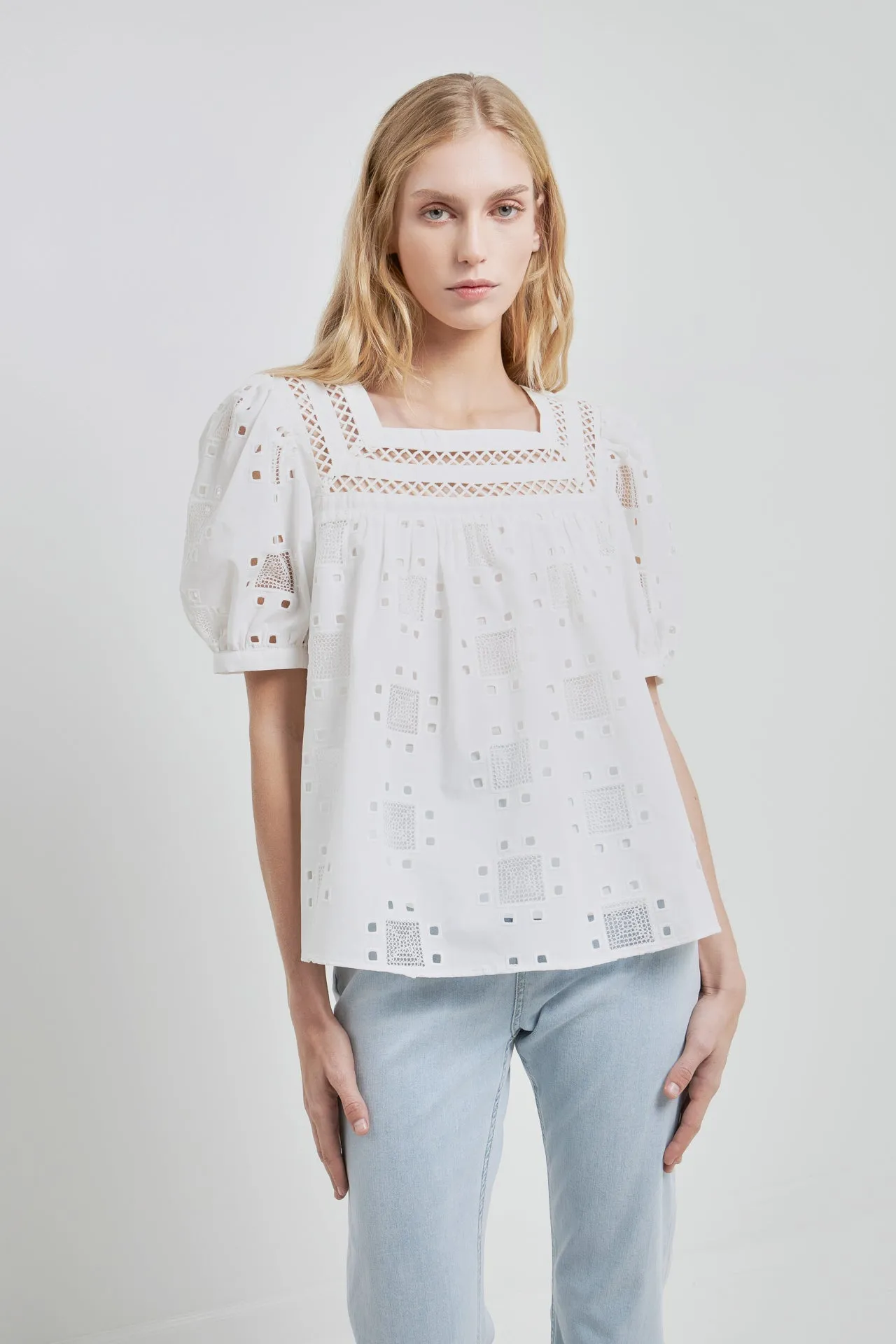 English Factory - Square Neck Embroidered Top