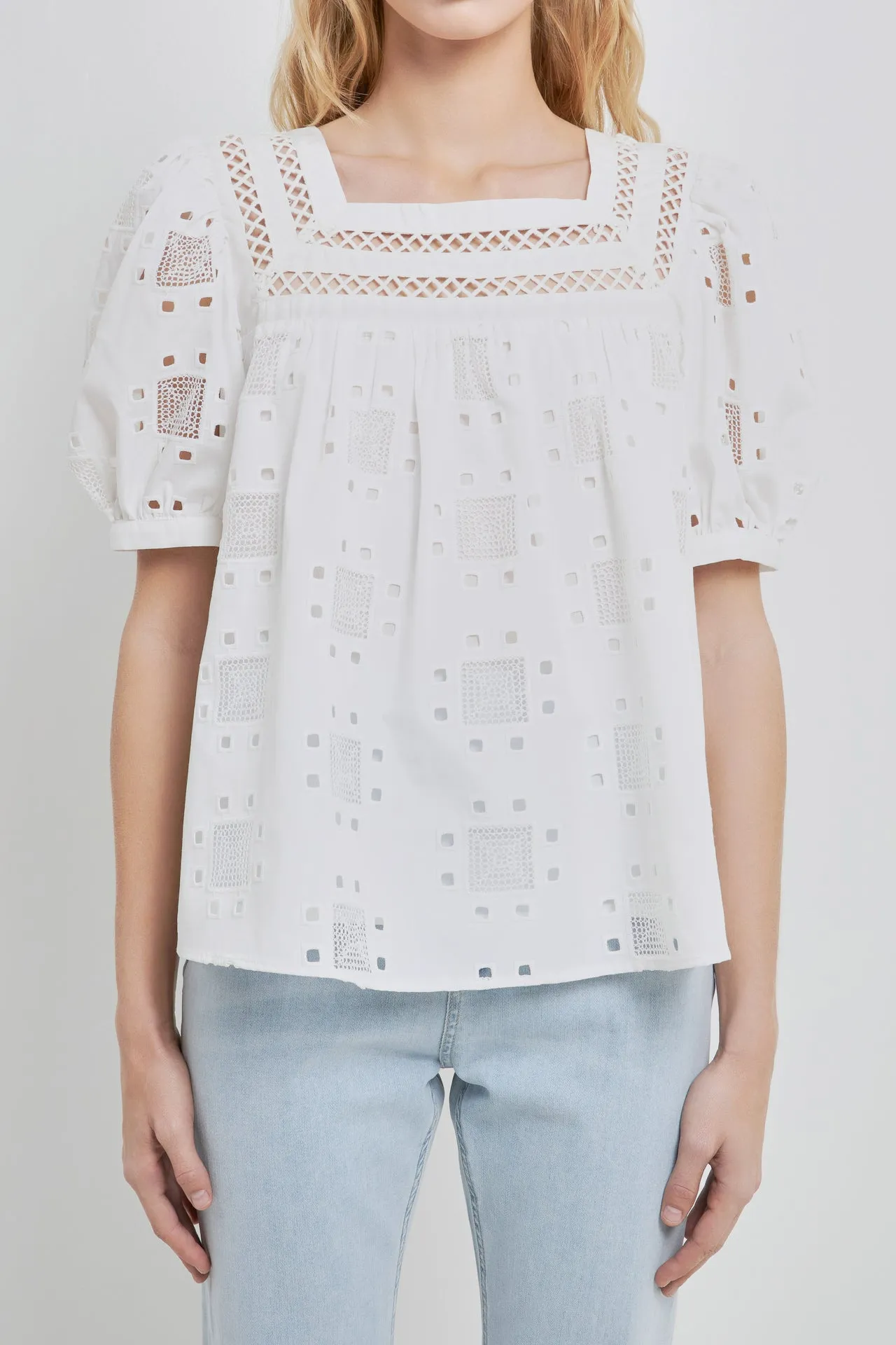 English Factory - Square Neck Embroidered Top